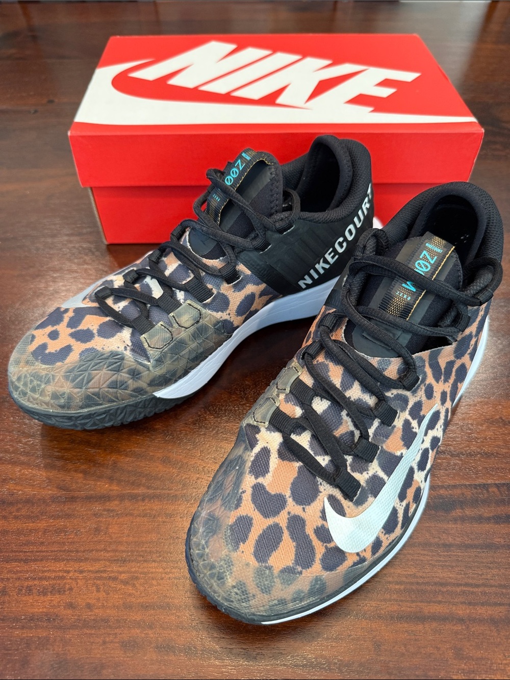 Nike Women's Leopard Print Athletic Shoes Black Brown Tan